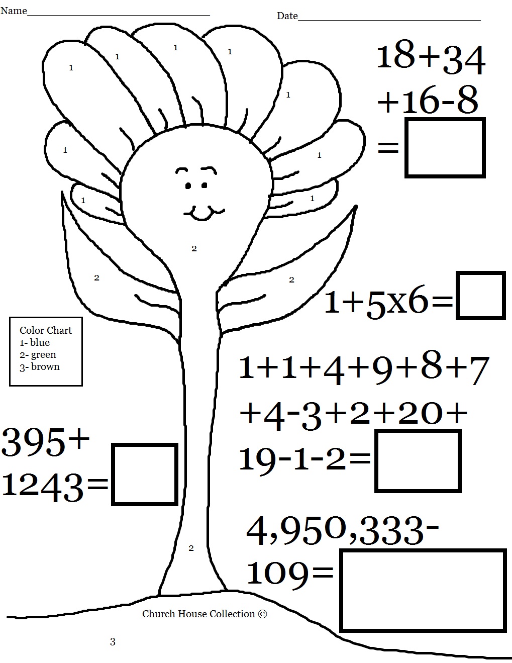 Coloring pages with math problems